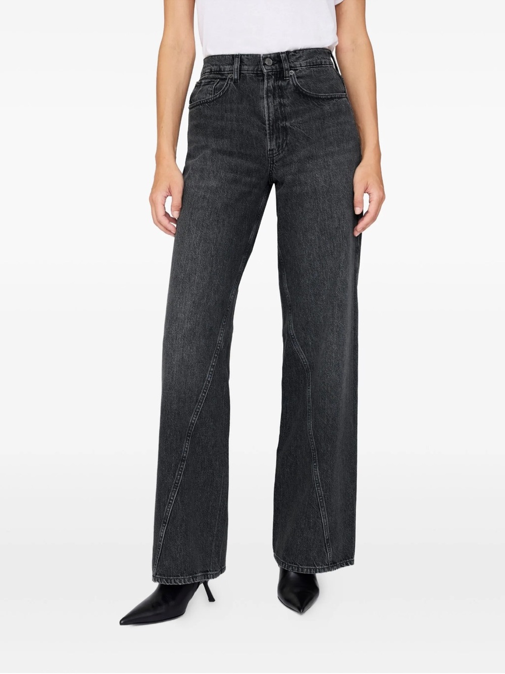 Anine Bing Brie High-Rise Jeans in Washed Black - Picture 4 of 7